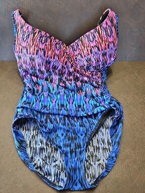 Miraclesuit  One-Piece Swimsuit in Pink, Purple & Blue 14DD